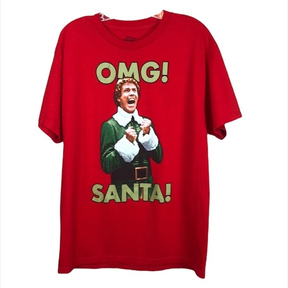 Elf The Movie Red OMG! Santa! T-Shirt Size Large - Picture 1 of 5